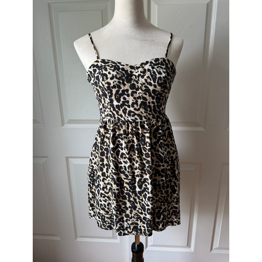 Wet Seal Y2K Leopard‎ Print Cutout Mini Dress XS Clubwear Festival Going Out